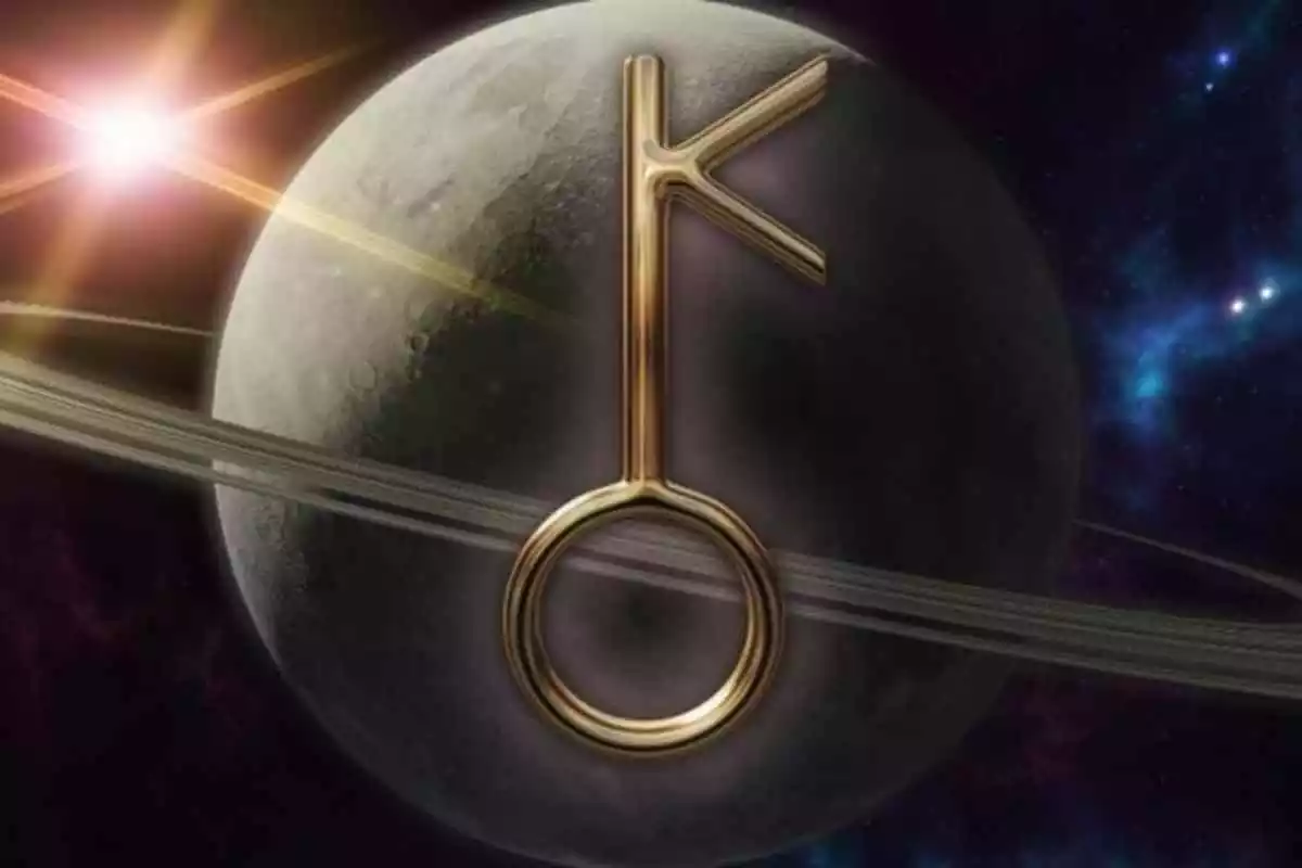 Représentation de Chiron dans l'astrologie karmique sur un fond violet