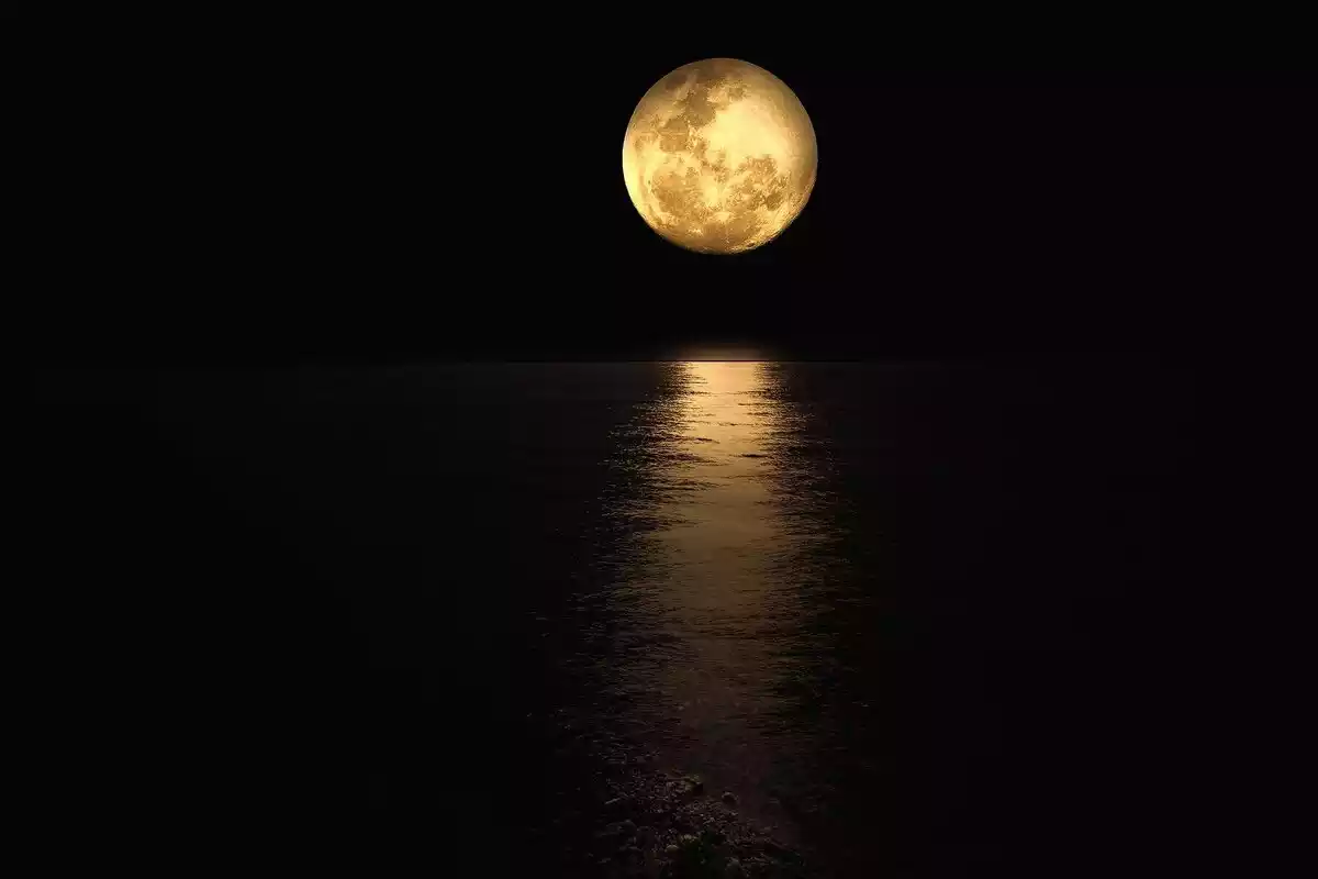 Photo d'une pleine lune se reflétant dans la mer