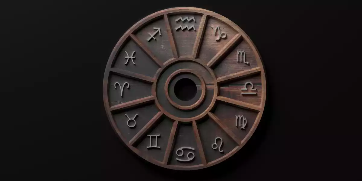 Les 12 signes du zodiaque dans une roue