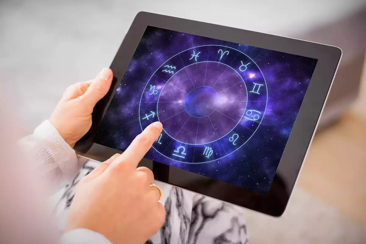 Les 12 signes du zodiaque dans un écran de tablette