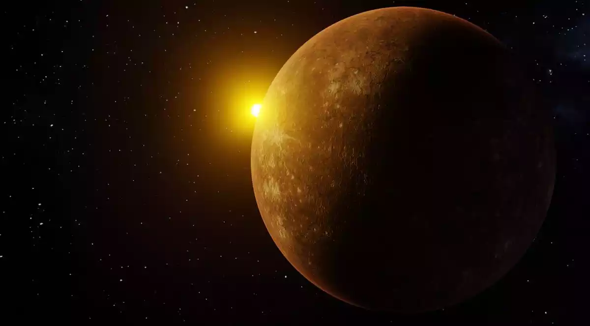 Planète face au soleil en arrière plan